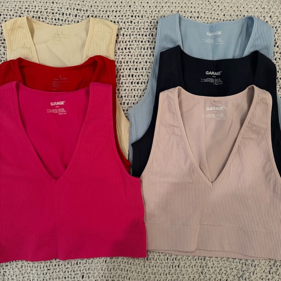 Garage Tops - Garage V-Neck Ribbed Tank Tops - Multicolor Set
